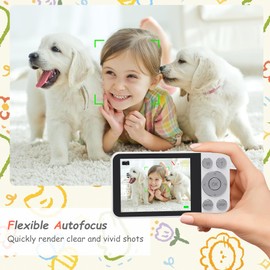 Digital Camera Kids UHD 4K: 64GB Point and Shoot Cameras with 64MP 18X Zoom - Compact Vintage Camera for Boys Girls Teens Beginners, Portable Pocket Vlogging Photography Cameras, White