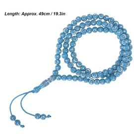 Muslim Tasbih 99 Beads, Islamic Prayer Rosary Beads Muslim Grains Resin Gilding Islam 99 Prayer Beads Necklace Hand Bracelets(Blue)