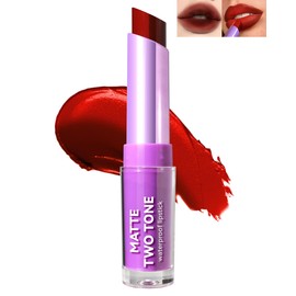 Matte Gloss Two-Tone Lipstick Rose Velvet Cream Lip Stain, Long-Lasting Waterproof Lip Gloss Lip Care, Easy to Use, Vegan Lipstick Lip Tint Makeup for Christmas-08