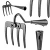 KADAX Carbon Steel Garden Rake, Hand Rake with 4 Prongs,