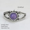 Amethyst Ring, Adjustable Healing Faceted Cut Amethyst Sun Ring, Vintage