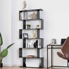 Tangkula 6 Shelf Bookcase, Modern S-Shaped Z-Shelf Style Bookshelf, Multifunctional