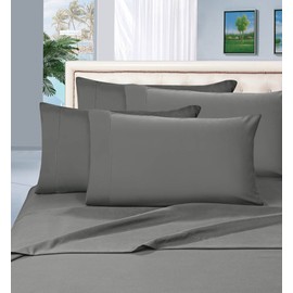 Elegant Comfort 6 Piece Wrinkle Resistant 1500 Premier Hotel Quality Ultra Soft Luxurious Bed Sheet Set, Queen, Gray