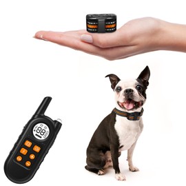 Ultra Compact Dog Shock Collar, Lightest Dog Training Collar with Remote for Small Dogs 5-30lbs & Medium Dogs/Puppies, Waterproof, Rechargeable, 1300ft Range(Orange&Small)