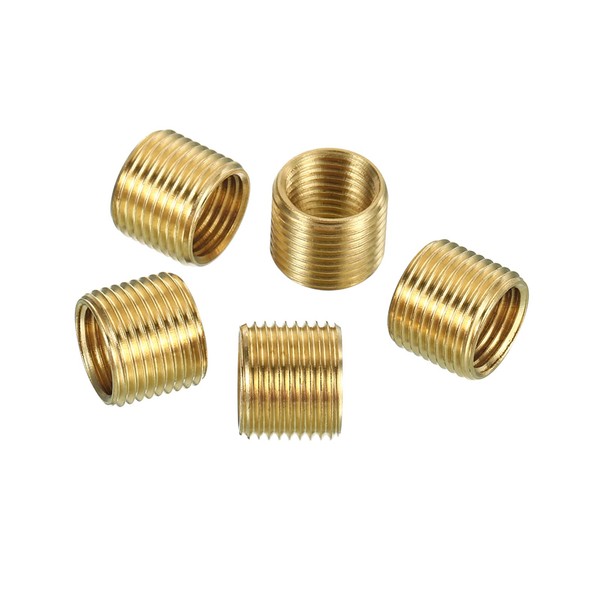 PATIKIL M12-M10 Sleeve Reducing Nuts 5pcs 10mm Threaded Hollow Tube Adapter Brass Coupler Connector Pipe Fitting