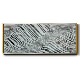 Renditions Gallery Floater Framed Canvas Paintings Forme De La Mer Black & White Statement Curves Wall Hangings for Office Bedroom Kitchen - 24"X60" Gold Frame GAL021