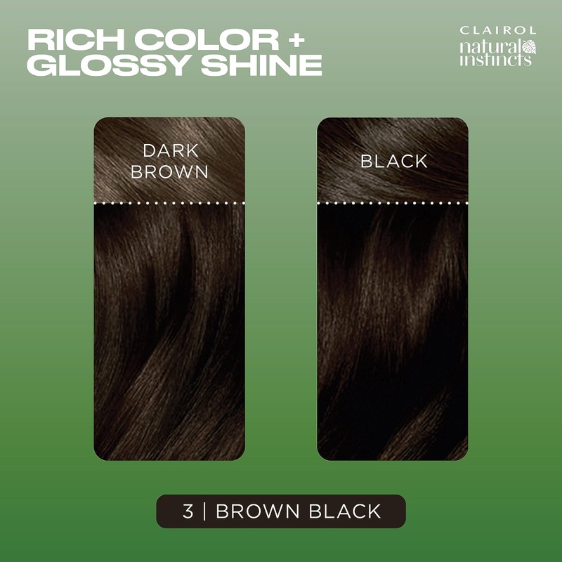 Clairol Natural Instincts Demi-Permanent Hair Dye, 3 Brown Black Hair