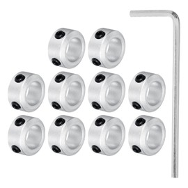 MECCANIXITY Shaft Collar 10mm/ 3/8 Inch Bore Aluminum Set Screw Style Clamping Collars Hexagon Wrench Silver 10Pcs