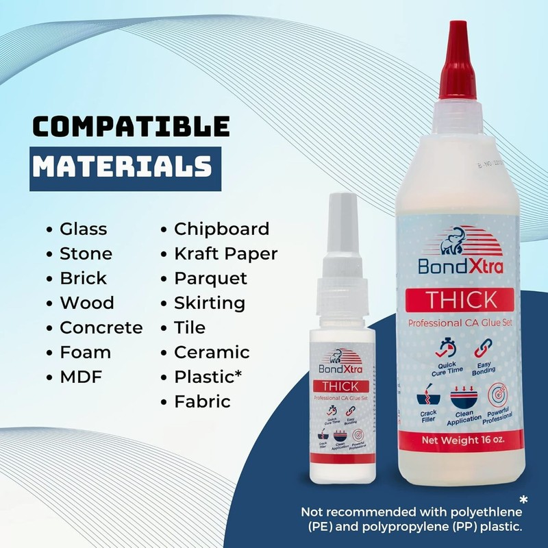 BondXtra 2 oz. Thick CA Glue for Woodworking, Premium Super