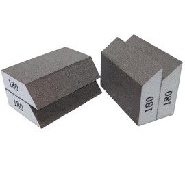 4 Pack 180 Grit Single Angle Sponge Sanding Block, Washable and Reusable Sanderpaper Hand Sanding Sponge for Wood Drywall Metal Home Sanding