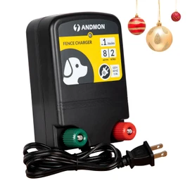 0.12 Joule Electric Fence, AC-Powered Electric Fence Charger for 2 Miles & 8 Acre Protection, Electric Fence Energizer Ideal for Gardens, Backyards & Small Livestock