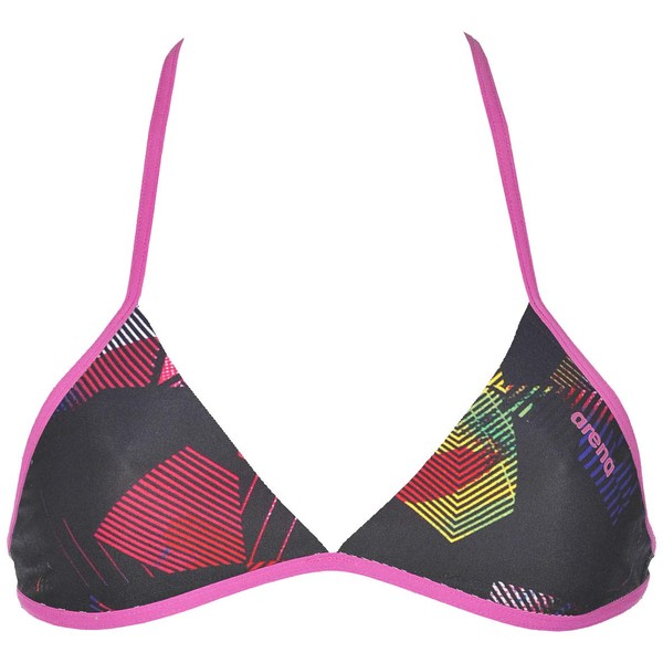 Arena Women's Rule Breaker Feel Triangle MaxLife Bikini Top, Fresia Rose, Large, Geometric Multi