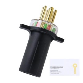 TOVOP auto #7865L 7-Way Round Pin Tractor Plug Tester Trailer Circuit | Connected to 7 Way Round Electrical Connector | Work on SAE J560 Style | Troubleshooting Through LED Lights