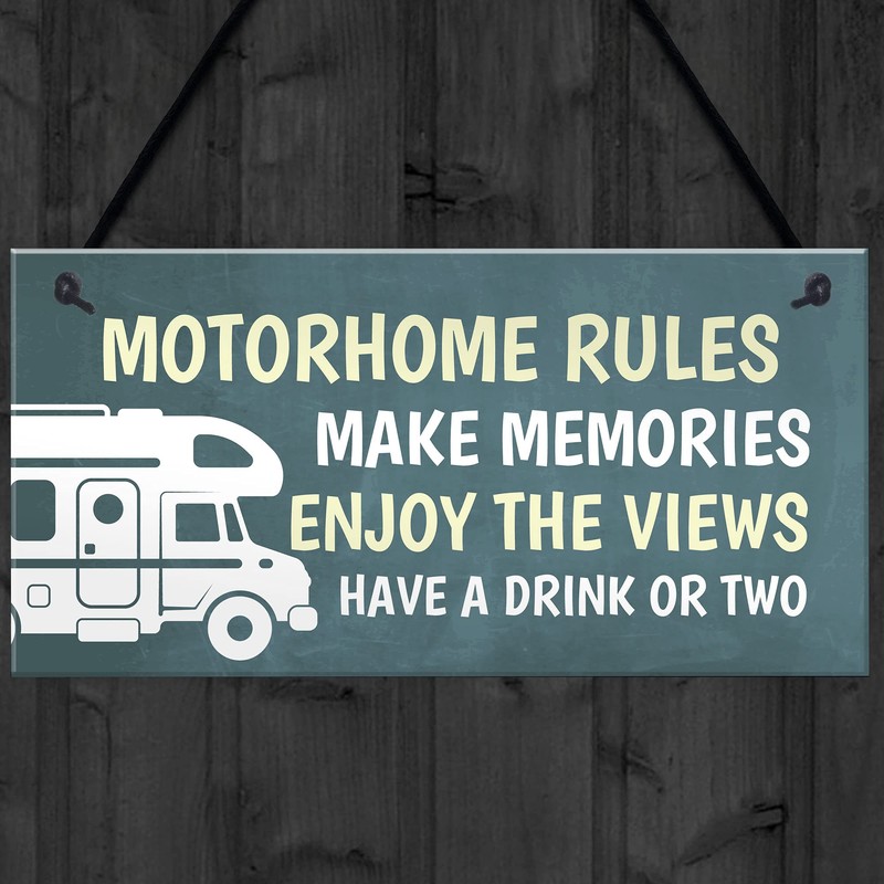 RED OCEAN Motorhome Rules Sign Hanging Door Plaque Motorhome Caravan