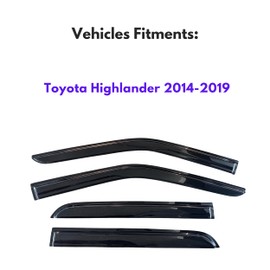 KPY Window Visor Compatible with Toyota Highlander 2014-2019, 4PC Rain Guard Side Window Vent Deflectors Tape-On Mugen Style, 2014 2015 2016 2017 2018 2019