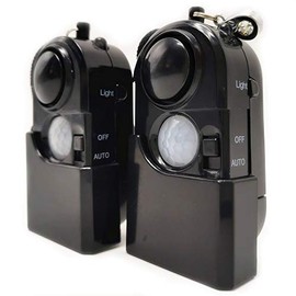 HITBEAT 2 Packs 120DB Portable Mini Motion Detector Alarm Siren with Keychain & LED Light & Battery, Home Hotel Door Room Security