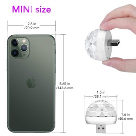 Lmaytech USB Mini Disco Ball Party Lights, DJ Stage Strobe Lights, Portable Led Car Atmosphere Lights for Xmas Stocking Stuffers, Parties, Karaoke, Bar (3 Packs)