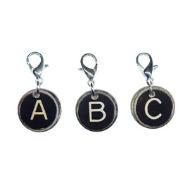 Miniblings WUNBUCHSTABE Charm Letter ABC Typewriter Wood – Handmade Fashion Jewellery I Silver-Plated Pendant Charm Bracelet – Pendant for Bracelet, Letter: Q, Wood