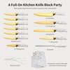 Kitchen Knife Set Non Stick Knives with Block, Serrated Steak