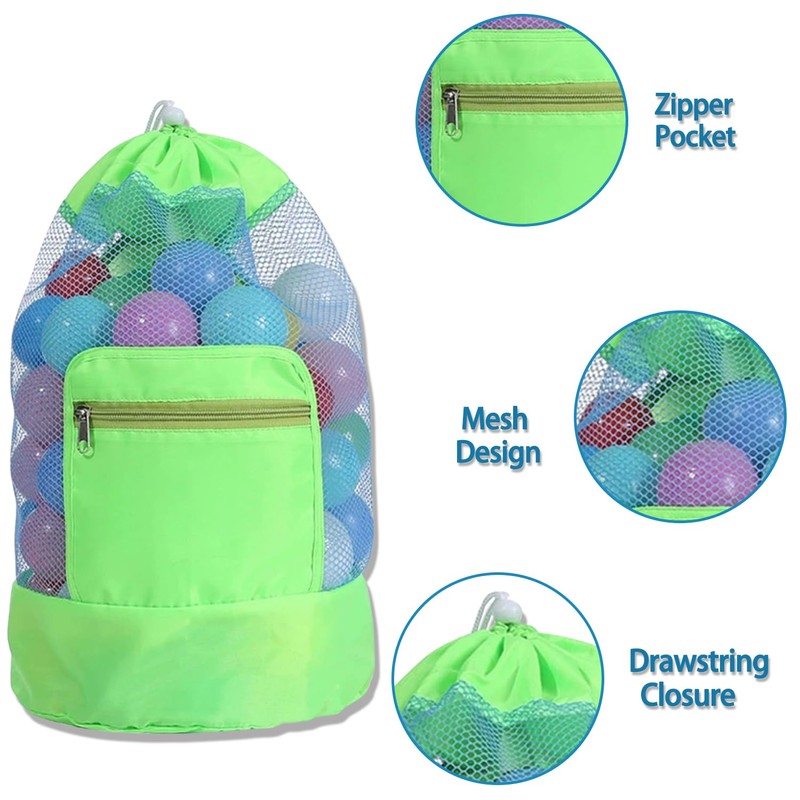 Yharnamite Beach Toy Backpacks, Foldable Mesh Drawstring Backpack Portable Large