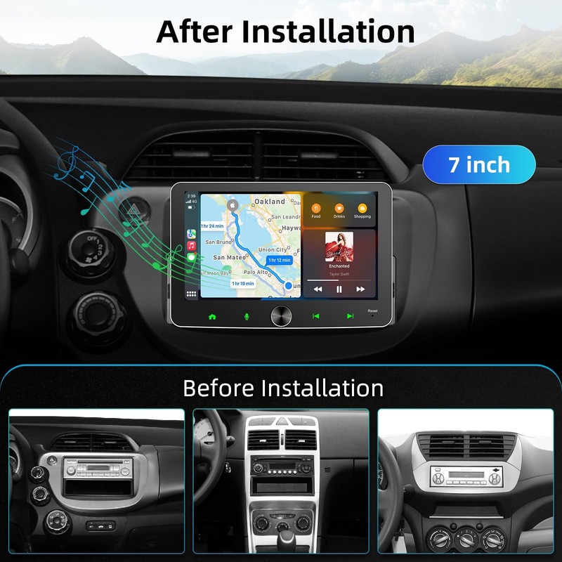Single Din Radio Wireless Apple Carplay Android Auto,7in Touchscreen Car