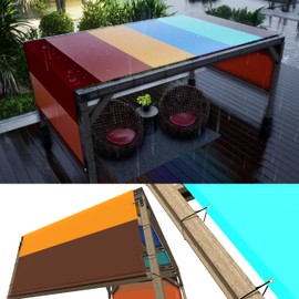 ColourTree 4' W x 4' L Rainbow Waterproof Pergola Sun Shade Canopy Replacement Cover UPF50, Commercial Grade 220 GSM, Includes Stainless Steel Weighted Rods (We Make Custom Size)