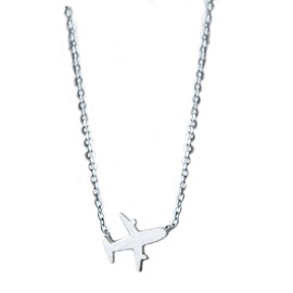 Helen de Lete Original Frosted Small Plane 925 Sterling Silver Collar Necklace, Sterling Silver, No Gemstone