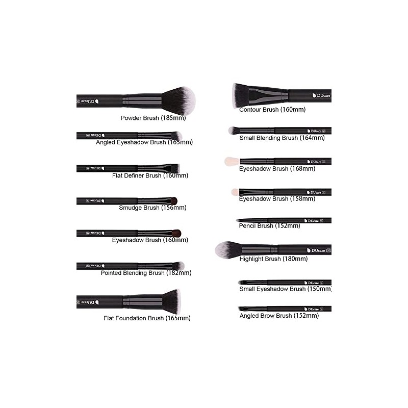 DUcare Brochas de maquillaje profesionales 15pcs Brochas para maquillaje set