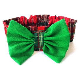Scottish Plaid Cat Dog Green Bow Scrunchies Christmas St Patricks Dogwear Petwear Neckwear - In Stock Ready to Ship
