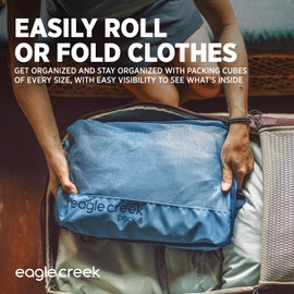 Eagle Creek Pack-It Isolate Cube Small Packing Cubes for Travel Made with Durable Water-Resistant Nylon, Self-Repairing Zipper & Quick-Grab Handle Black -Reveal (New)