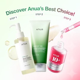 Set de Principiante de 3 Pasos para Piel de Vidrio de ANUA, Doble Limpieza con Suero Facial, Limpiador en Aceite y Jabón Facial con Heartleaf, Rutina Diaria con Niacinamida, Set de Cuidado de la Piel