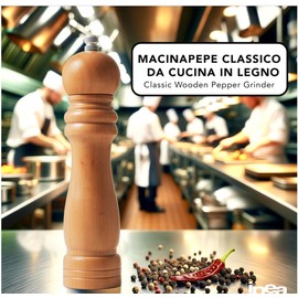 IPEA Macinapepe Manuale in Legno per Pepe, Peperoncino e Sale - Macina Pepe Classico da Cucina con Smerigliatrice in Metallo per Macinare Spezie, Cumino, Sesamo, Paprika