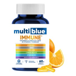Multivitamínico Multiblue Sin Sabor 60 Cápsulas con Vitamina C Zinc Cúrcuma