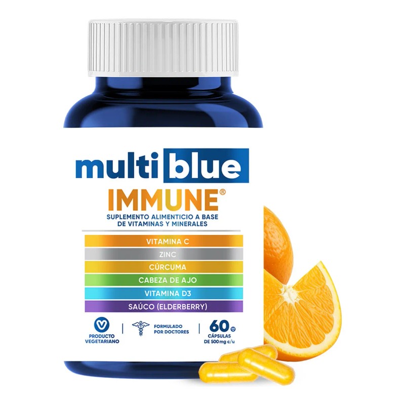 Multivitamínico Multiblue Sin Sabor 60 Cápsulas con Vitamina C Zinc