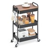 TOOLF 3-Tier Rolling Cart, Metal Utility Cart with Top, Storage