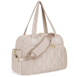 Wandering Nature Travel Gym Duffle Bag for Women, 25L Puffer Duffle with 14'' Laptop Compartment & Wet Pocket, Quilted Personal Item Bag Carry on Luggage Weekender Overnight Organizer, Gourd Pattern