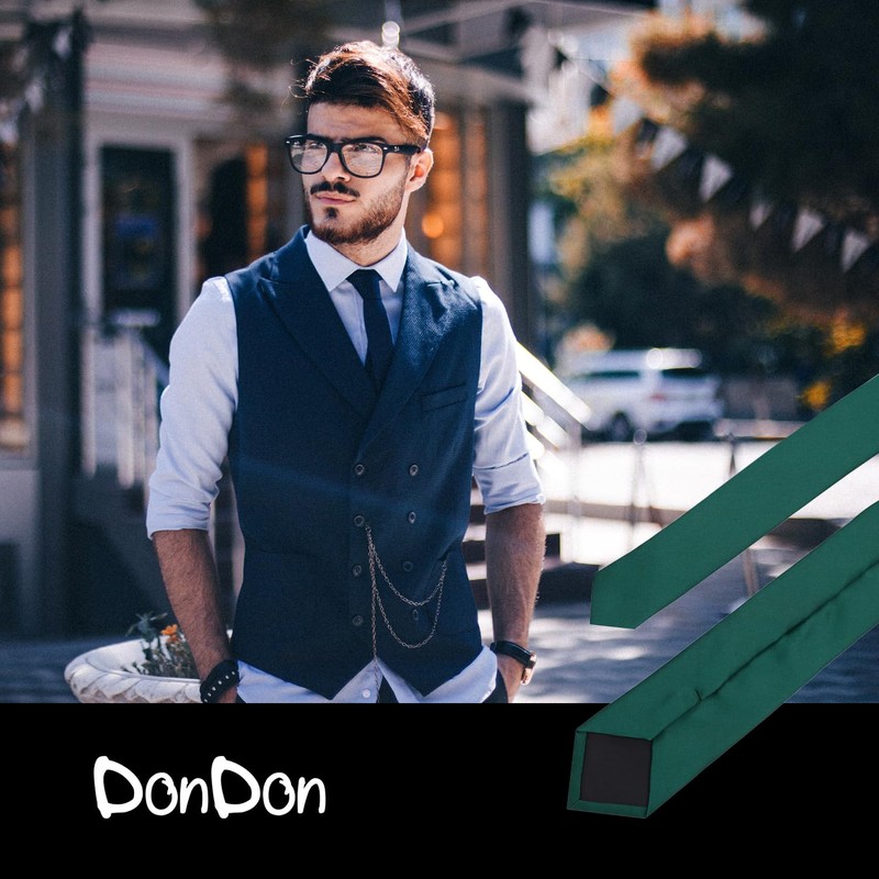 DonDon Mens Handmade Silk Look Ties 6cm, petrol