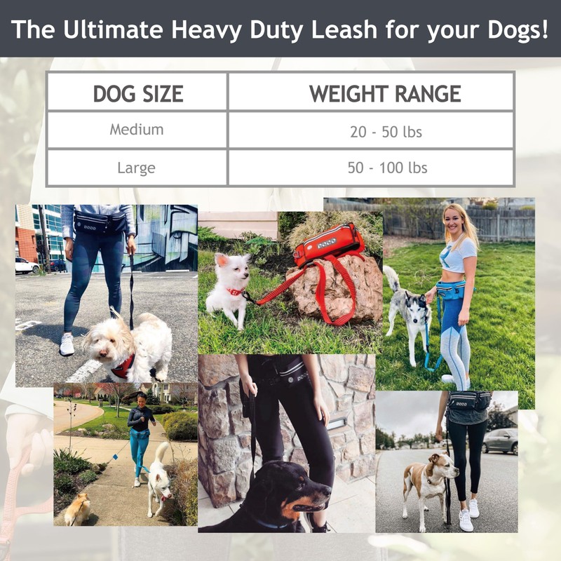 DOCO Hands Free Dog Leash (Waist 26”- 48”, Leash- 1”x