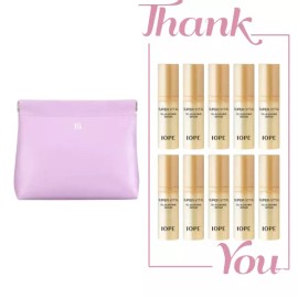 IOPE 시그니처 라벤더 파우치 & 아이오페 슈퍼바이탈 오일 세럼 50ml (5ml 10개) 세트 Signature Lavender Pouch & Iope Super Vital Oil Serum 50ml (Set of 10 x 5ml)