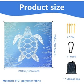 Beach Blanket, 79" x 83" Extra Large Beach Mat for 4-7 Adults, Lightweight Picnic Blanket with 4 Stakes, Waterproof Sandproof Oversized Beach Mat for Beach Outdoor Travel Camping Hiking