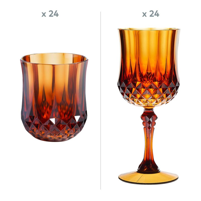 Fun Express Amber Plastic Wine Glass Kit, 48 Pieces