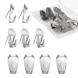 SAVITA 20pcs Cubicle Hooks for Fabric Walls, Decorative Push Pin Hooks Metal Picture Hanger Nails with Plastic Case for Wooden Boards Walls Hanging Clock Key Chain Photo Frame (Silver)