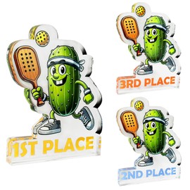 Upgraded 3PCS Pickleball Trophy Funny, Pickleball Medals 1st 2nd 3rd, Acrylic Pickle Ball Tournament Prize for Pickle Baller Competitions (Green)