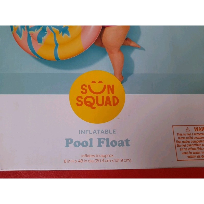 Sun Squad Inflatable Pool Float 8”x 48” - Round/Sun/Palm Trees