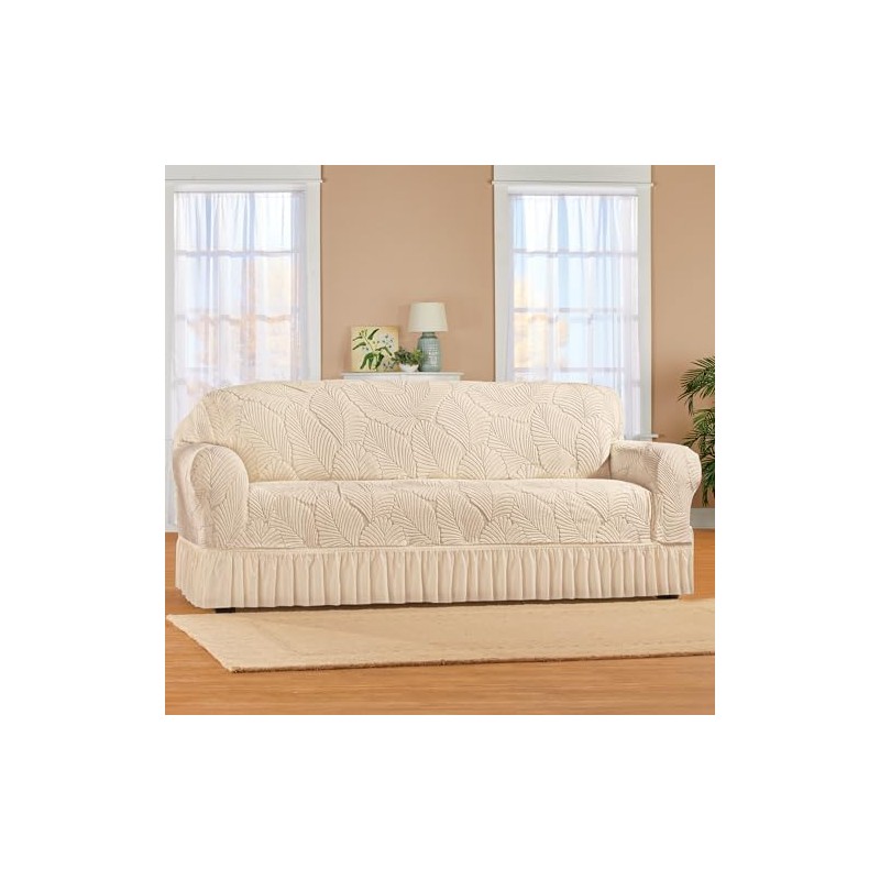 Collections Etc Textured Leaf Design Ruffled Skirt Slipcover