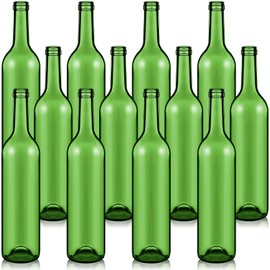 Zhehao 12 Pcs Decorative Colored Glass Bottles with Cork 750ml Empty Wine Bottles for Tree Candle Outdoor Craft Garden Home Room Christmas Decor (Green Color)