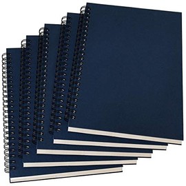 YUREE A5 Spiral Notebook Blank, 100gsm Thick Paper & Hard Kraft Cover, 60 Sheets (120 Pages), 8.35" x 5.9", Blue, 5 Pack