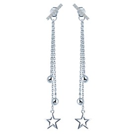 Yumilok 925 Sterling Silber Sterne Beads Stab Ohrstecker Ohrhänger Ohrring Jackets Hypoallergen Ohrschmuck für Damen Mädchen