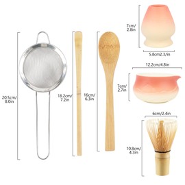 6 Piece Matcha Set with Whisk, Scoop, Spoon Matcha Whisk and Bowl Set, Traditional Japanese Matcha Kit for Tea Ceremony