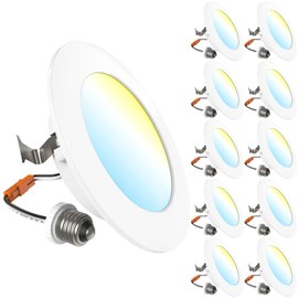 Sunco 10 Pack 4 Inch LED Flat Recessed Light, Retrofit Ceiling Can Lighting, 800 LM, Selectable CCT 2700K/3000K/4000K/5000K, Dimmable, 10W=60W, 50,000 Lifetime Hours UL